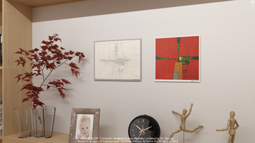 Computer rendering (Blender) blueprint and reproduction of finished work, all are then not framed